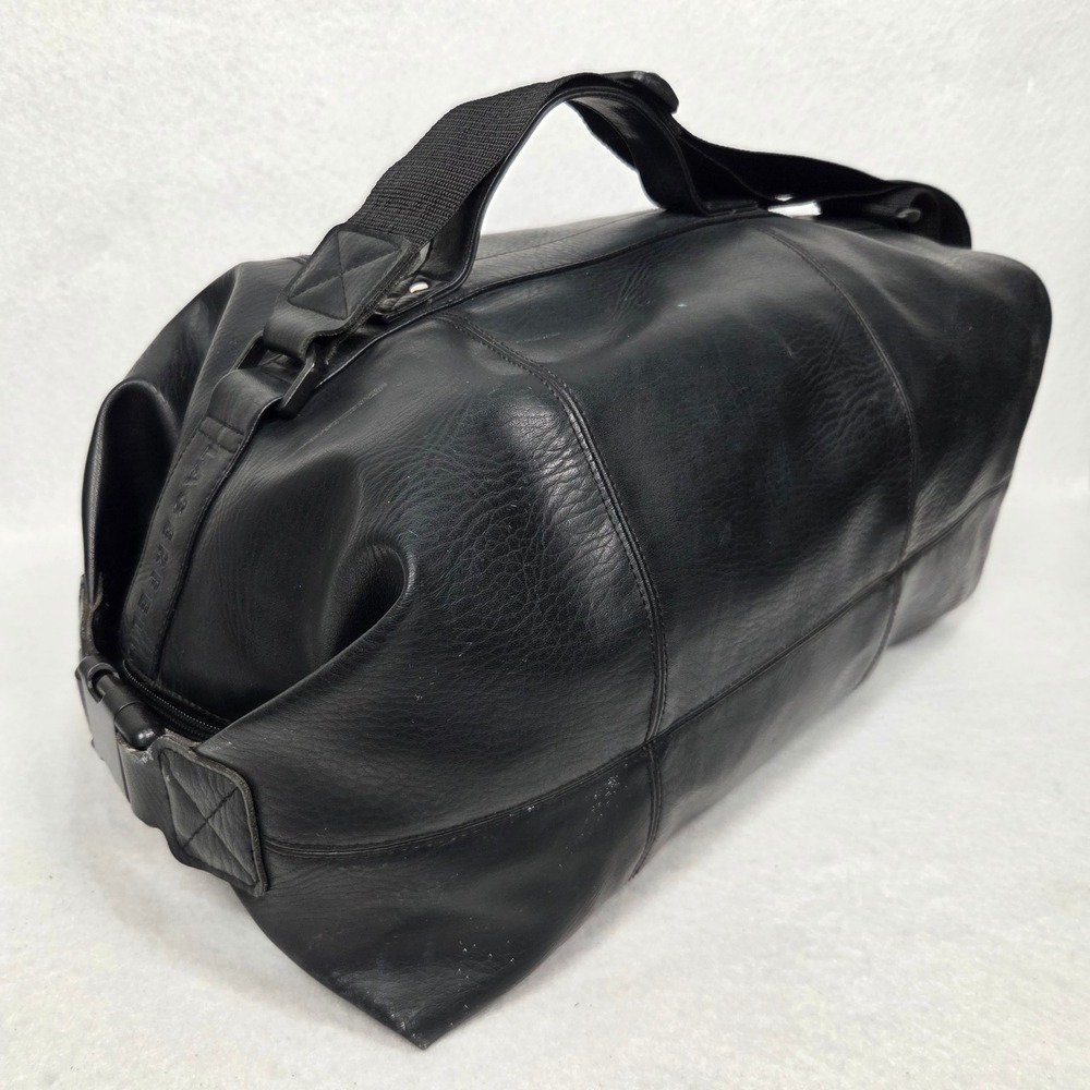 Vtg Karl Lagerfeld Weekender Duffel Bag Mens Black Faux Leather Travel Gym